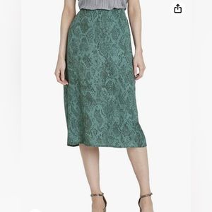 A New Day Women's Animal Print Mid-Rise Satin Slip Skirt - (Teal, Small)
